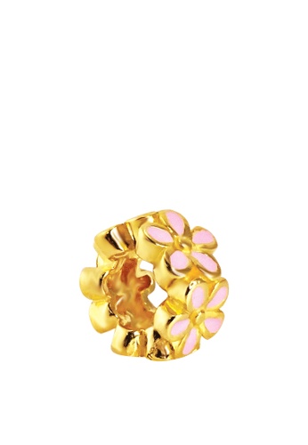TOMEI pink and gold [TOMEI Online Exclusive] Blossoming Flower Charm - Colors of Memories, Yellow Gold 916 with Complimentary Bracelet (TM-YG0651P-EC) (2.33G) 4D272AC50902A7GS_1