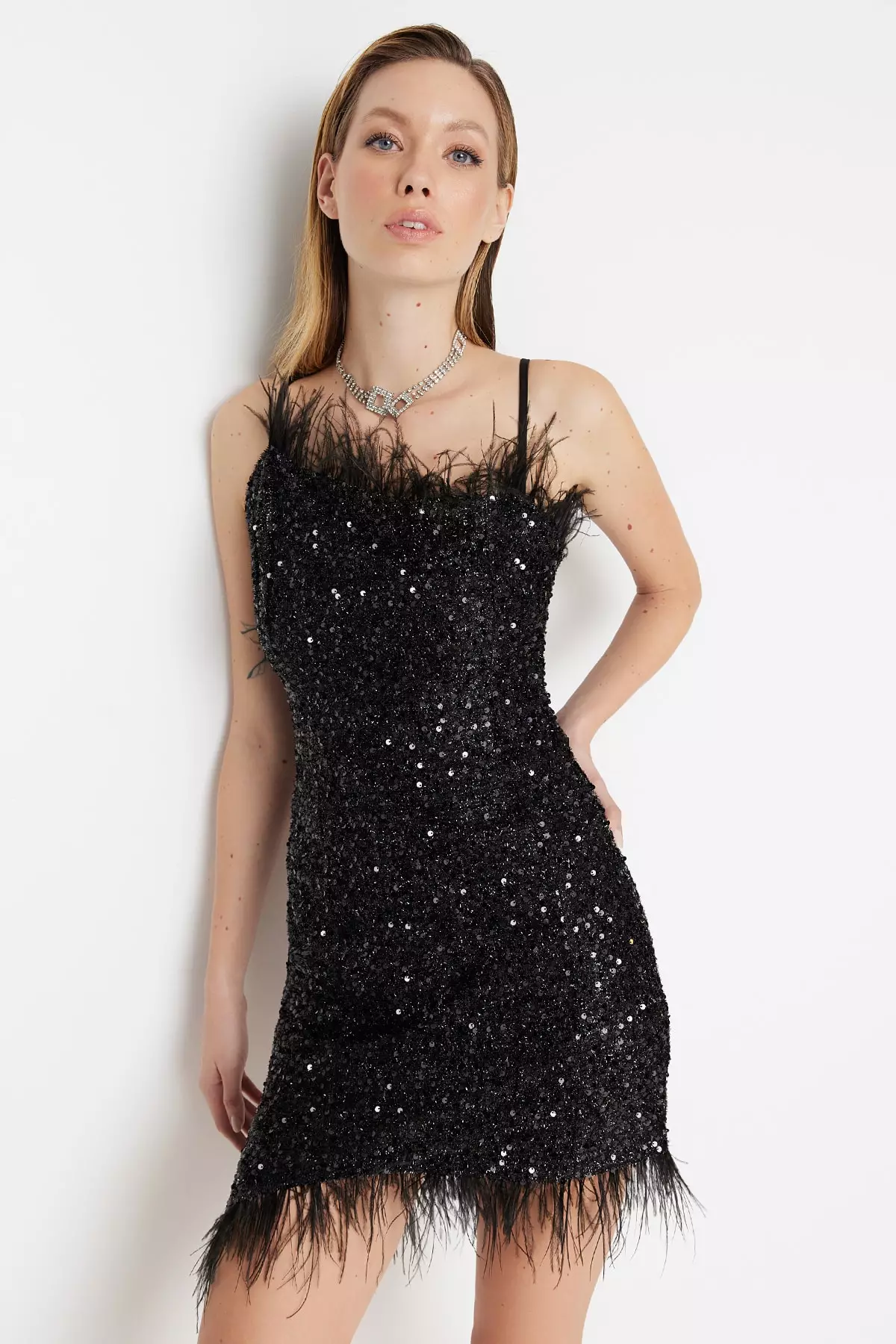 Sequin Detailed Evening Dress