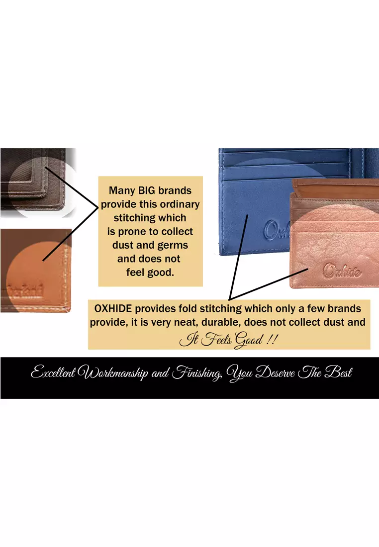 Oxhide Mens Leather Bifold Minimalist Wallet Slim Wallet with Coin