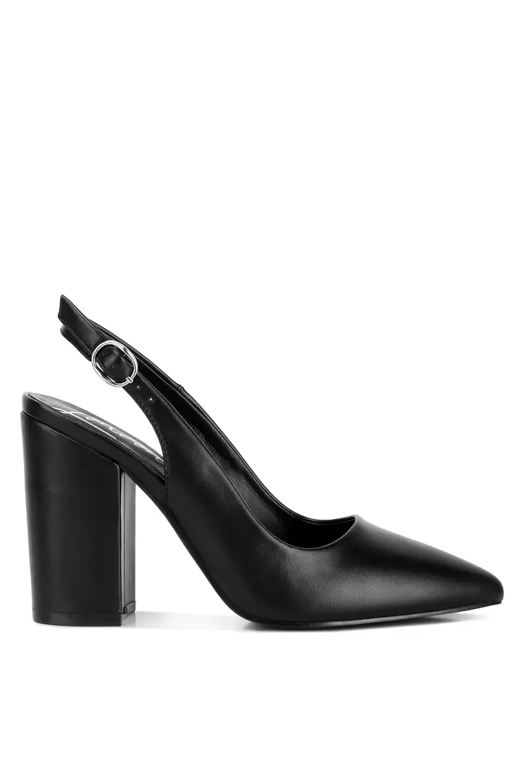 Discount on London Rag  shoes - SKU: Black Block Heel Pointed Toe Sandals