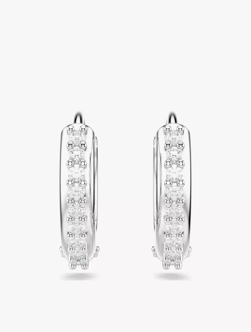 Matrix Hoop Earrings, Round Cut, White, Rhodium Plated - White