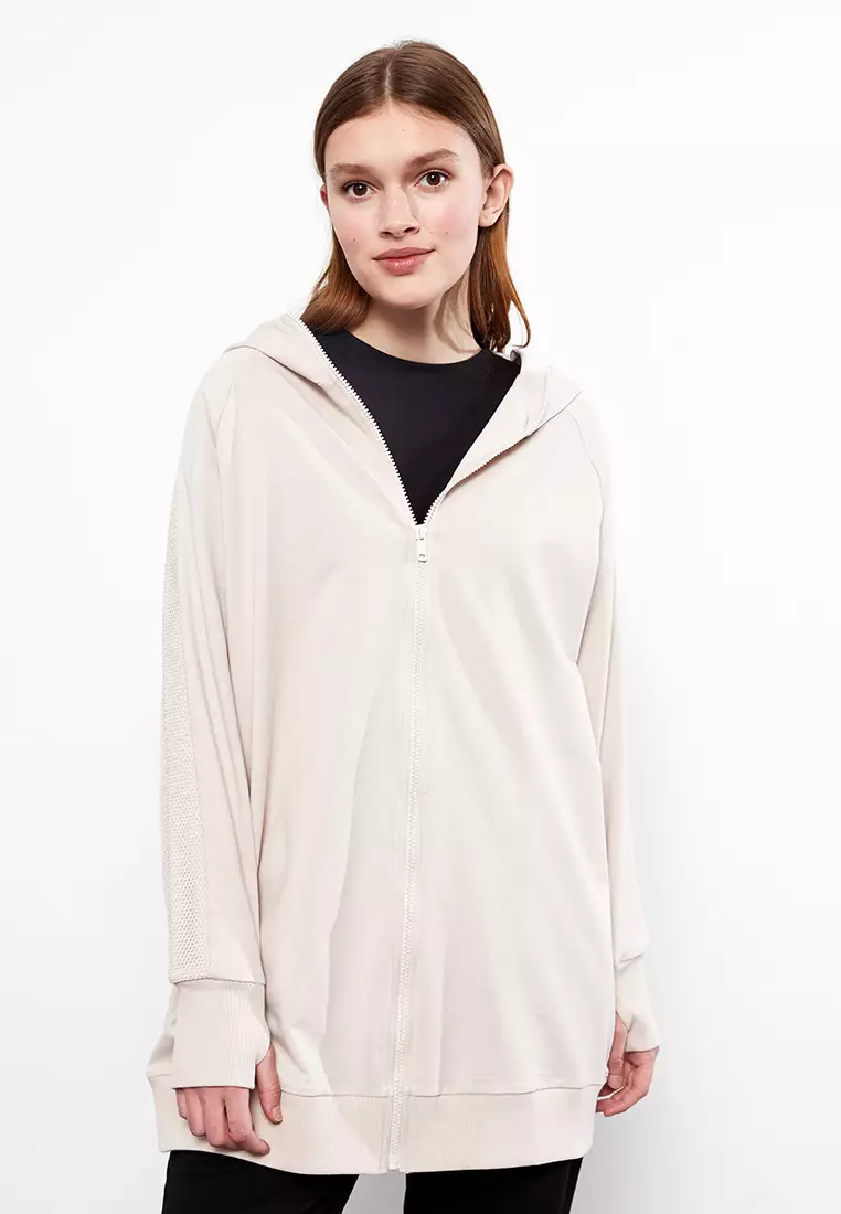 White cardigan online with hood