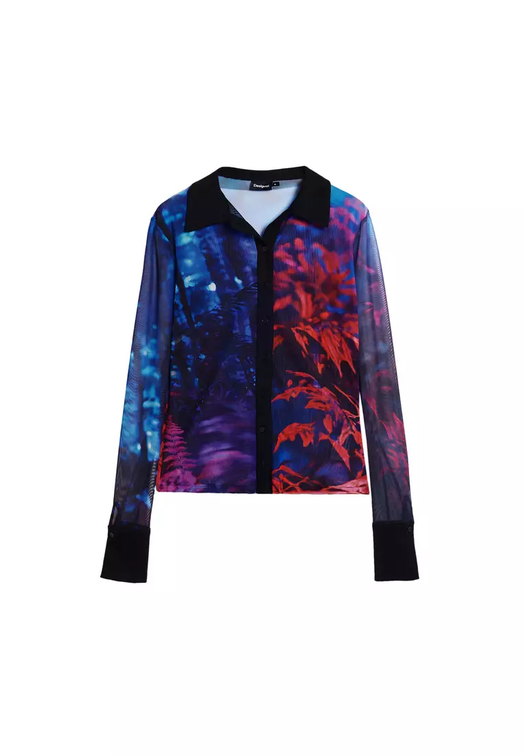 Buttoned chiffon T-shirt