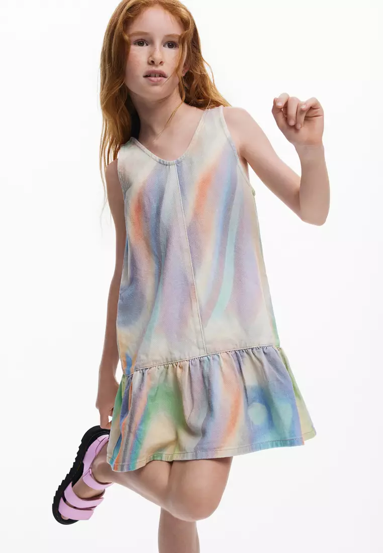 Tie-dye denim dress