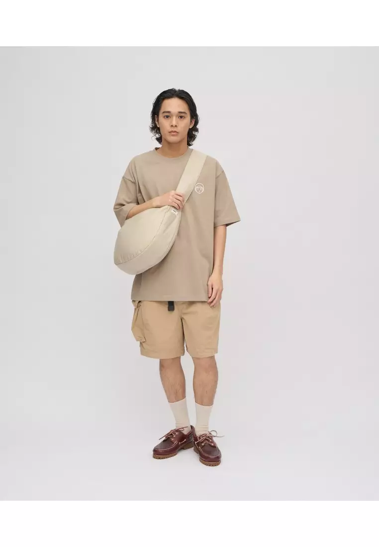 Plain-me  米色闊帶雲朵半月包(中)