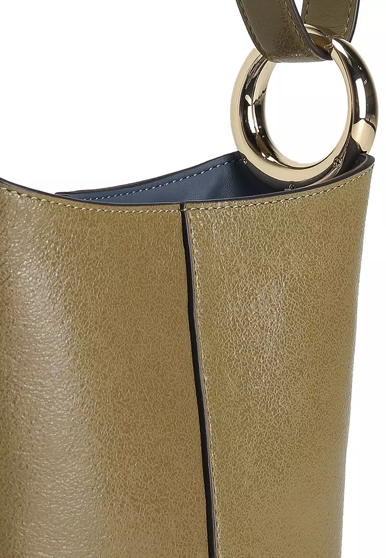 Halo Glazed Leather Mini Bucket Bag