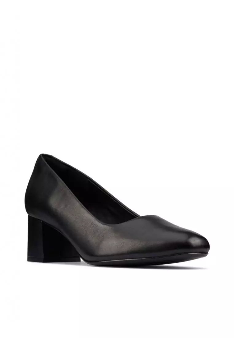 Clarks black leather court shoes shop
