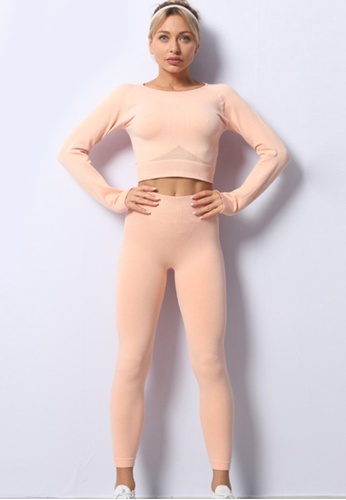 Twenty Eight Shoes pink VANSA Pure Color Long-Sleeved Yoga Set  VPW-YAM680 6E56EAA9F0CA45GS_1