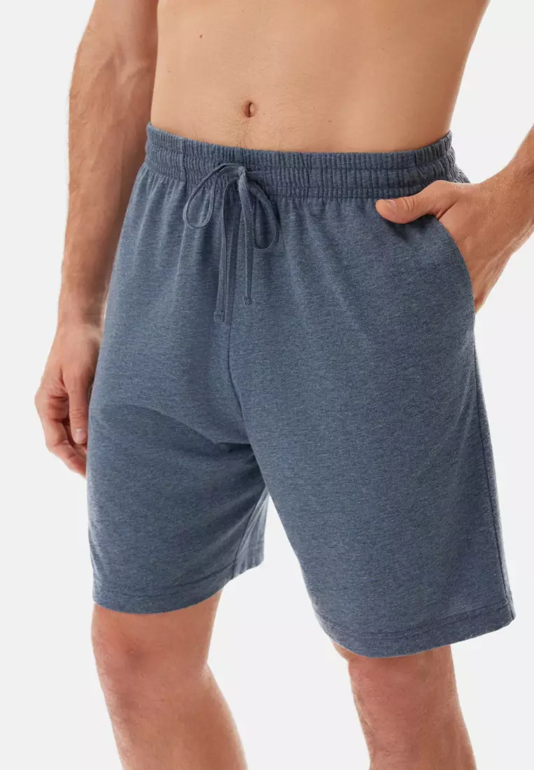 Navy Melange Shorts, Regular, Short Leg, Sleepwear for Men