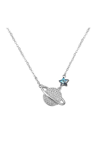 ZITIQUE silver Women's Diamond Studded Planet & Star Necklace - Silver 64ABBACF5E9331GS_1