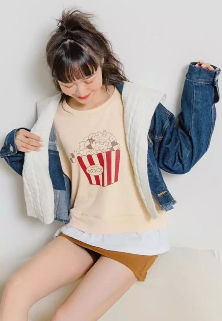 Hand-Drawn Cat Print Cute Top [AB18028]