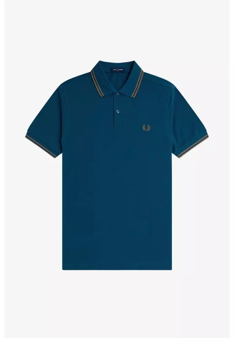 Fred Perry M3600 Twin Tipped Fred Perry Shirt (Dark Petrol / Shaded Stone / Shaded Stone)