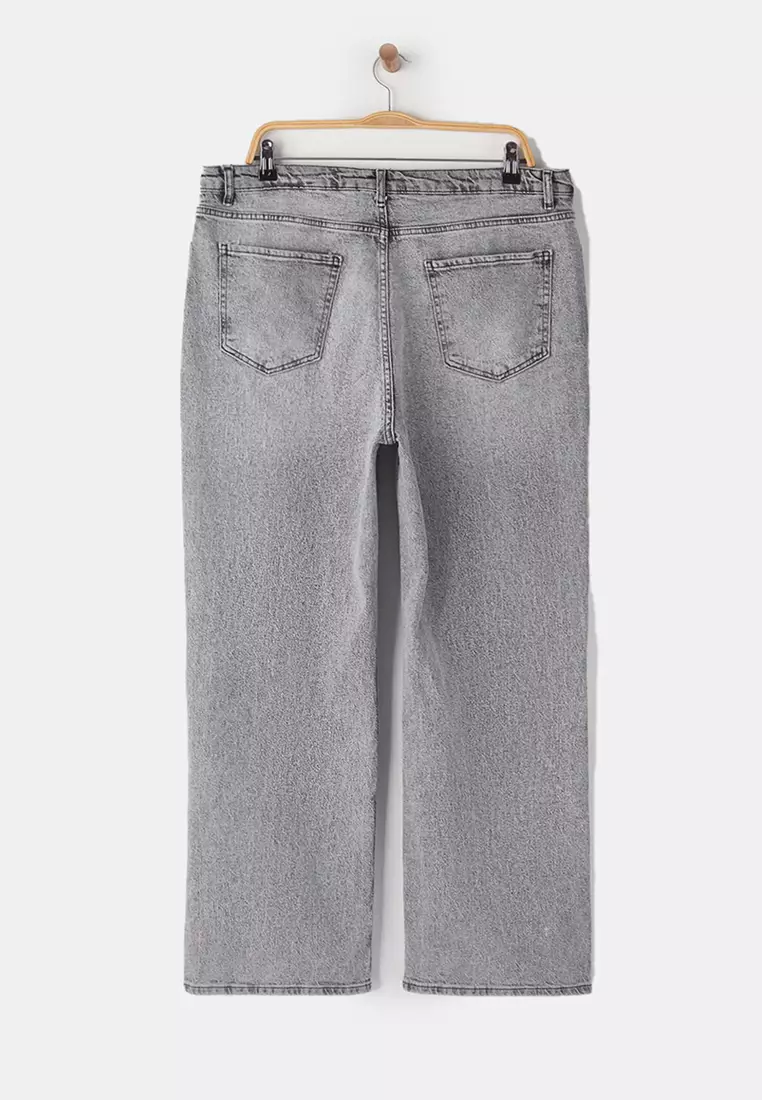 Gray High Waist Wide Leg Plus Size Wide Leg Jeans