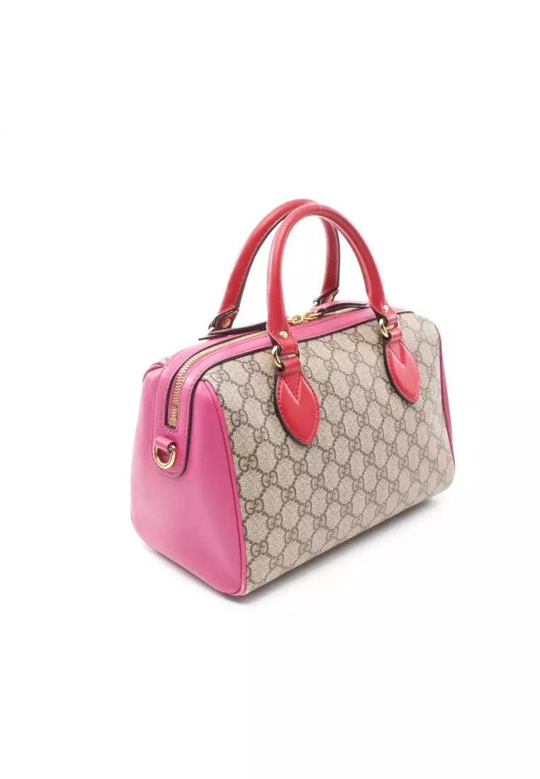 Buy Gucci Pre-loved GUCCI GG Supreme Handbag mini boston bag PVC leather  beige Pink purple Red 2023 Online