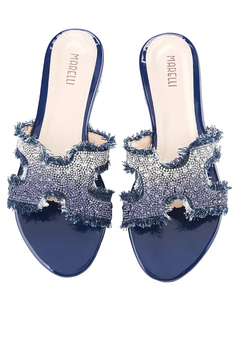 Gozana Sandal wanita Flat Teplek - Navy BLue