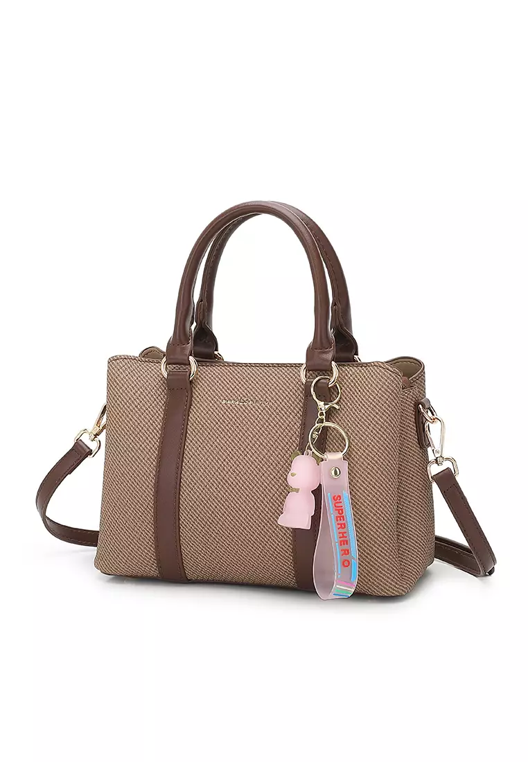 Women's Top Handle Bag / Sling Bag / Crossbody Bag / Shoulder Bag (Tas Tangan Wanita / Tas Selempang Wanita / Tas Bahu Wanita) - Cokelat