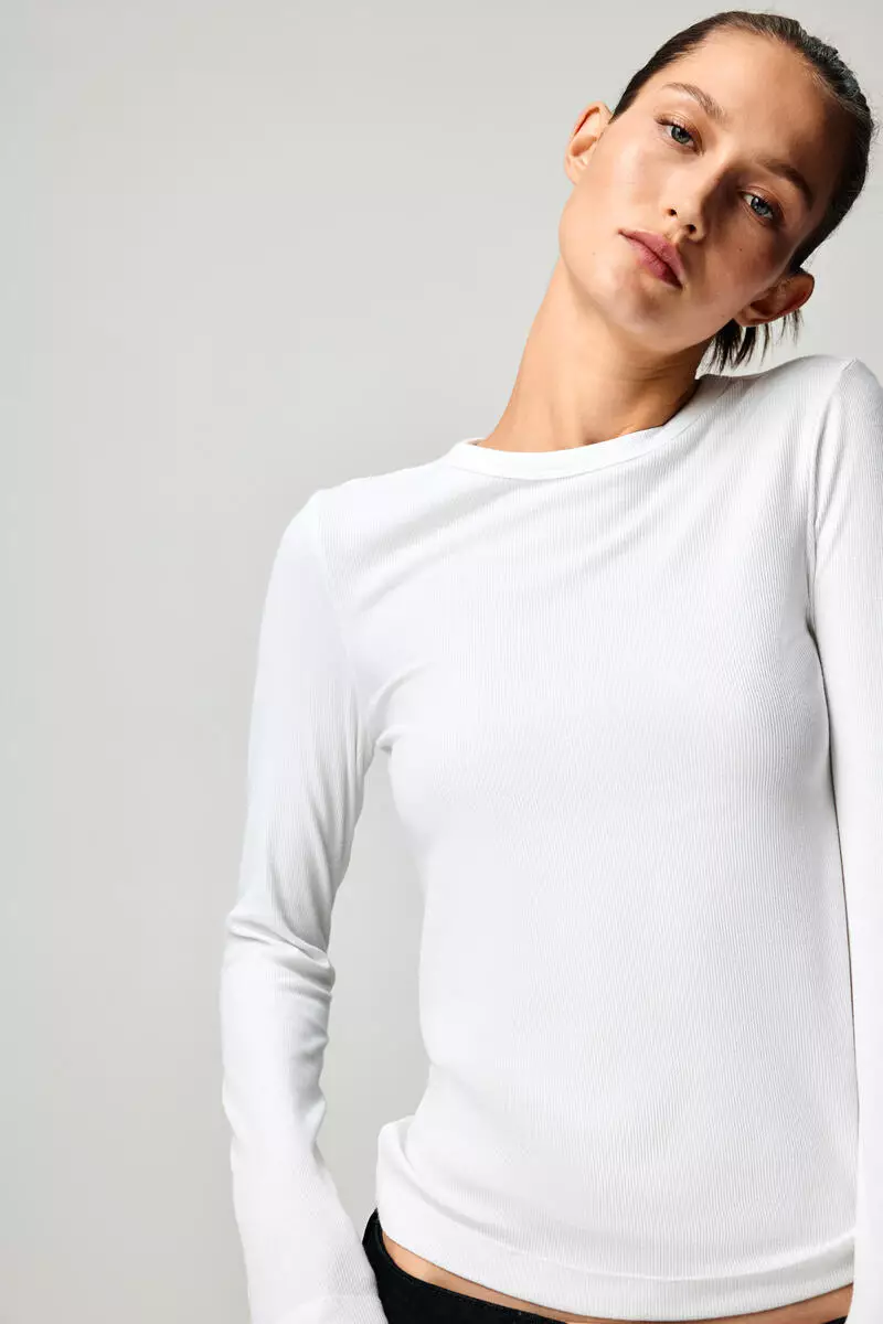 Ribbed cotton-blend top
