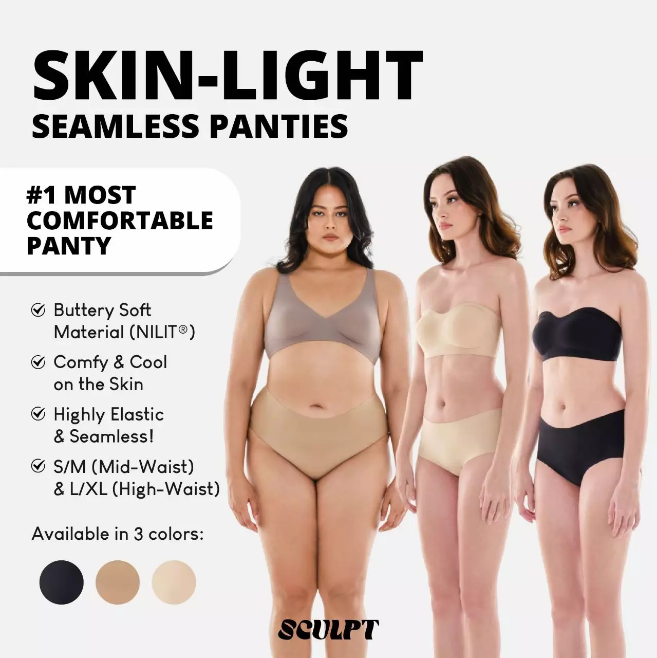 Skin-Light Seamless Panties - Nude