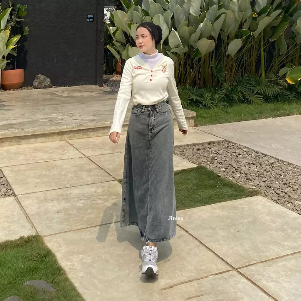 Highwaist Rok Basic Jeans Panjang 990 SEVENTY