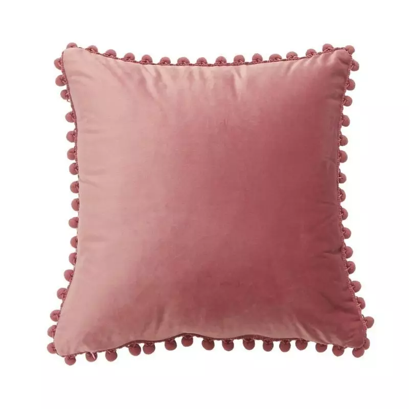 Pom Pom Velvet Cushion Cover (Dusty pink)