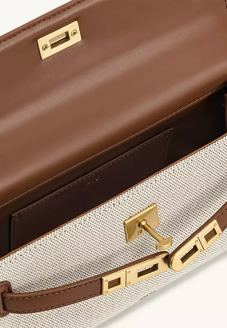 Noor Top Handle Bag - Brown Canvas