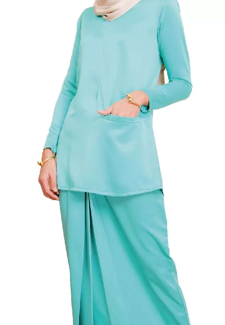 Kurung Modern Pocket Turquoise Blue