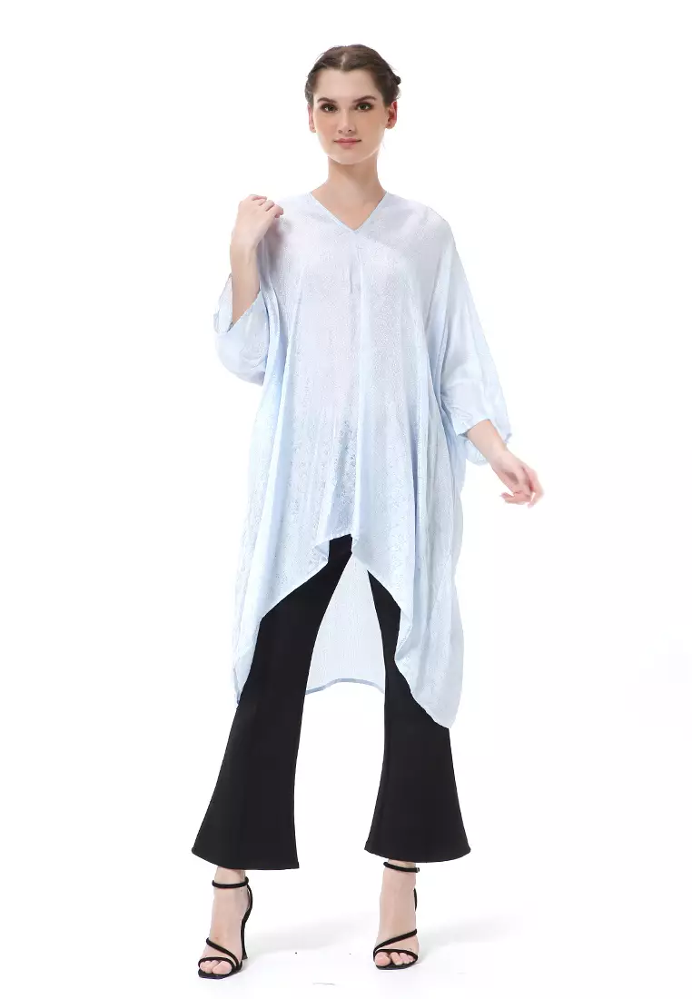 Albertine Tunik Blouse Atasan Kebaya Wanita Simple Design Material Viscose ORIGINAL - Baby Blue