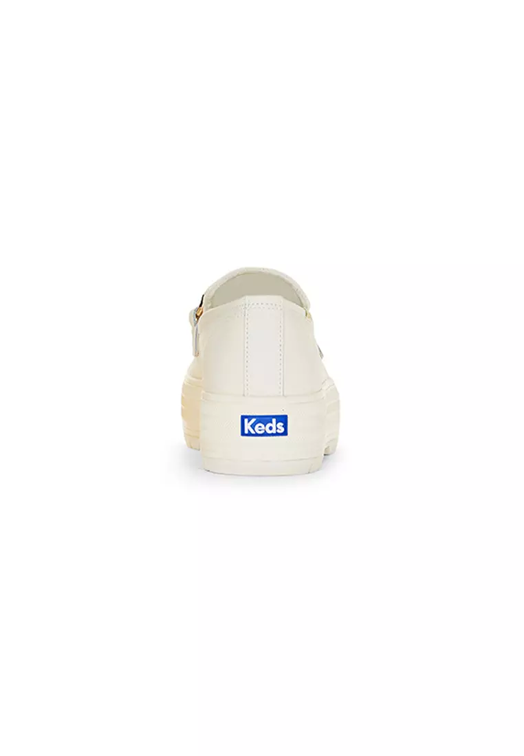 Women's Triple Decker Loafer Lug Chain Applique Sneakers White (WH67637)