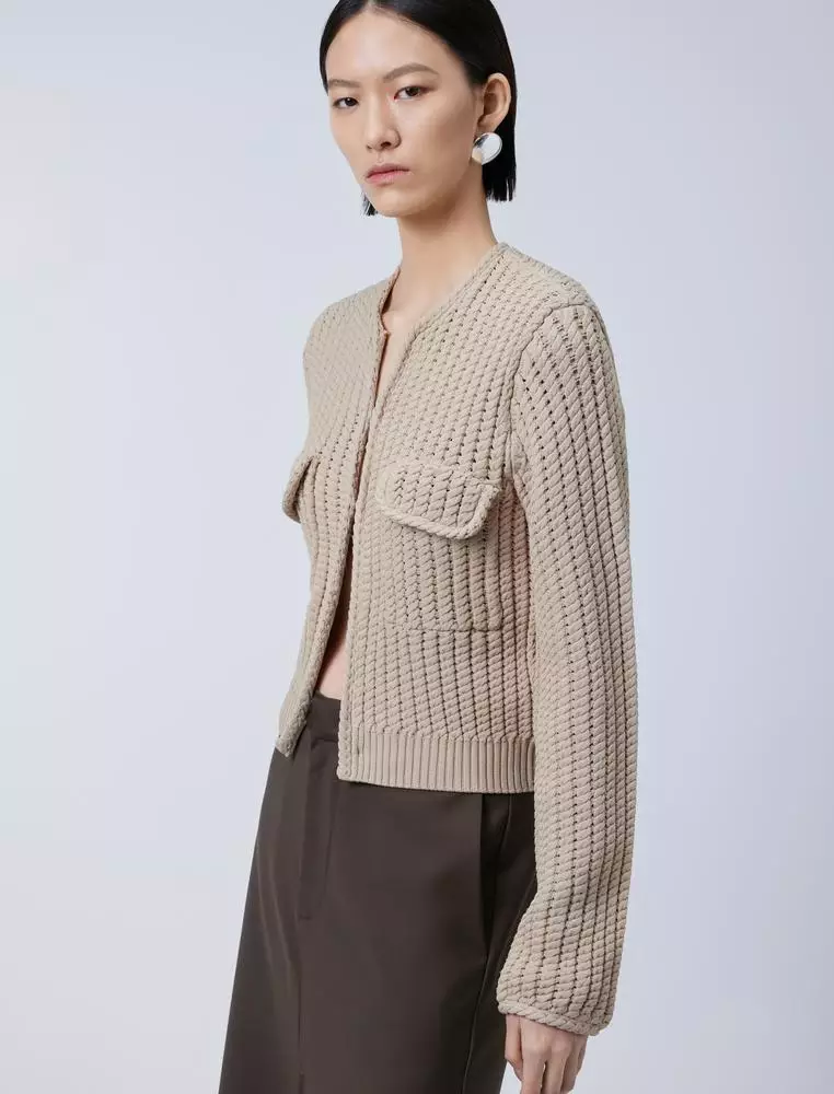 修身短款開襟毛衫