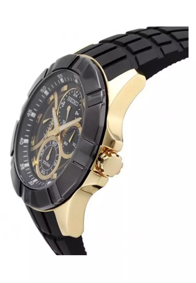 Seiko Lord - Jam Tangan Pria - Gold - Black Rubber Strap - SRL070P1