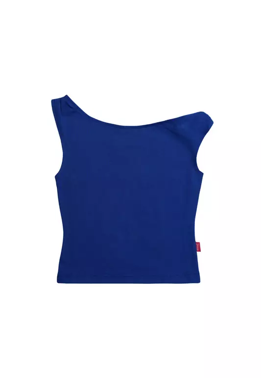 Girls One Shoulder Crop Top with insert label