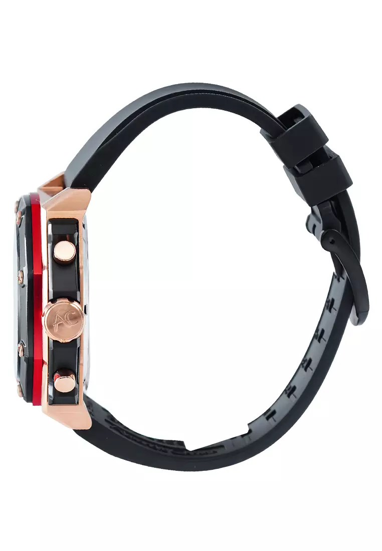 Alexandre Christie - Jam Tangan Chronograph Pria - Rosegold - Black Rubber Strap - 9601MCRBRBA