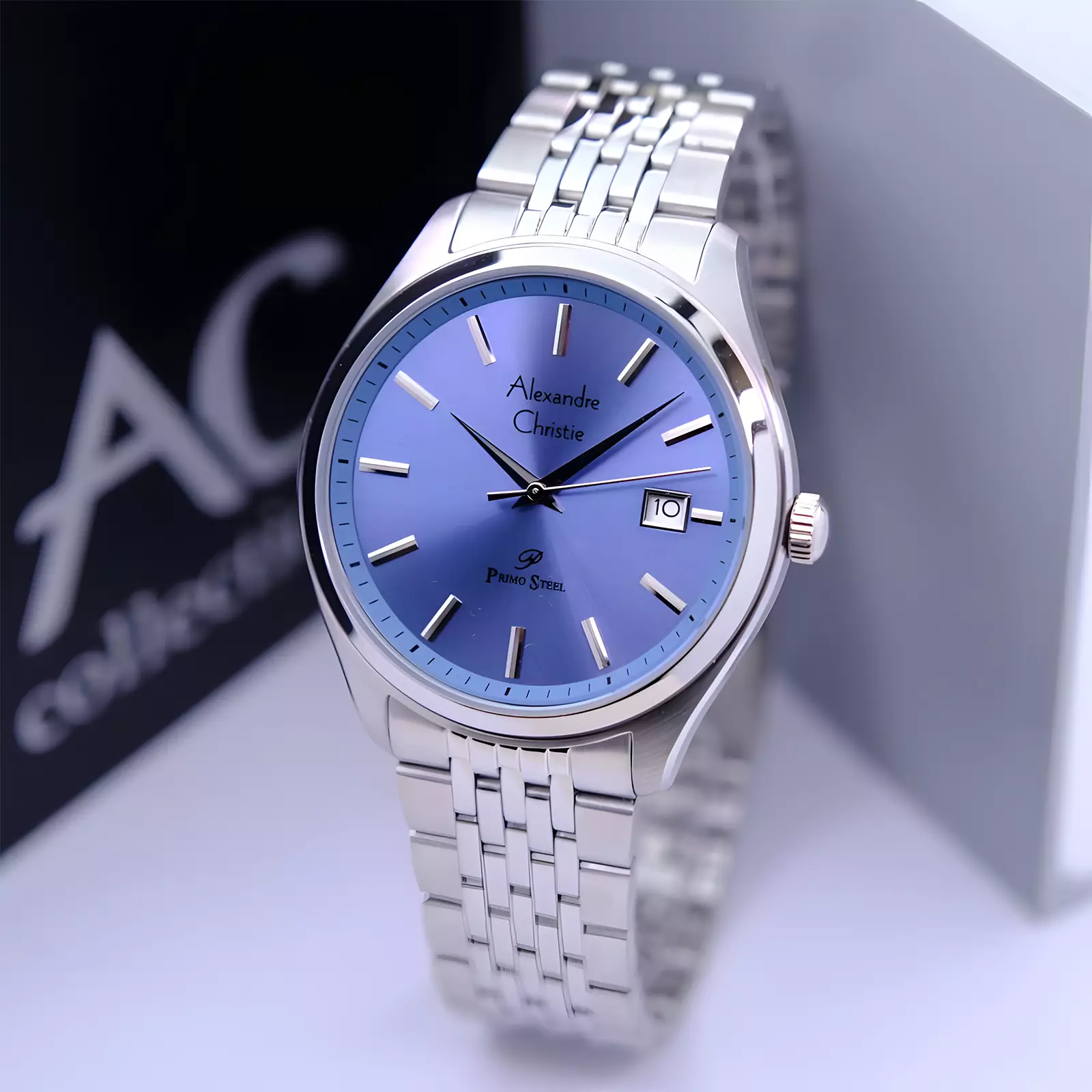 Jam Tangan Analog Pria - Primo Series - Silver Blue - Stainless Steel - 1040 MDBSSLB