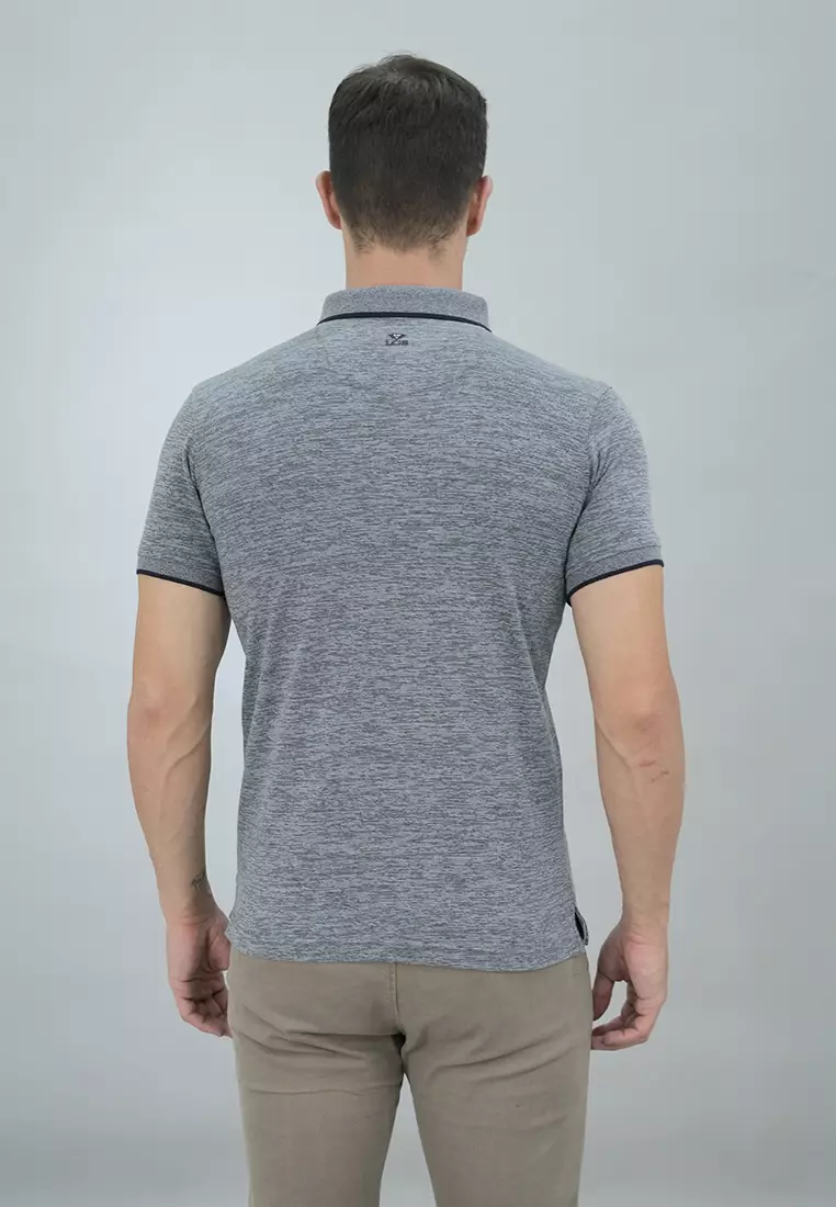 LGS - Kaos Casual Pria - Kerah Wangky - Lengan Pendek - Abu-Abu - Slim Fit - JWS.324.E3161F.01.C