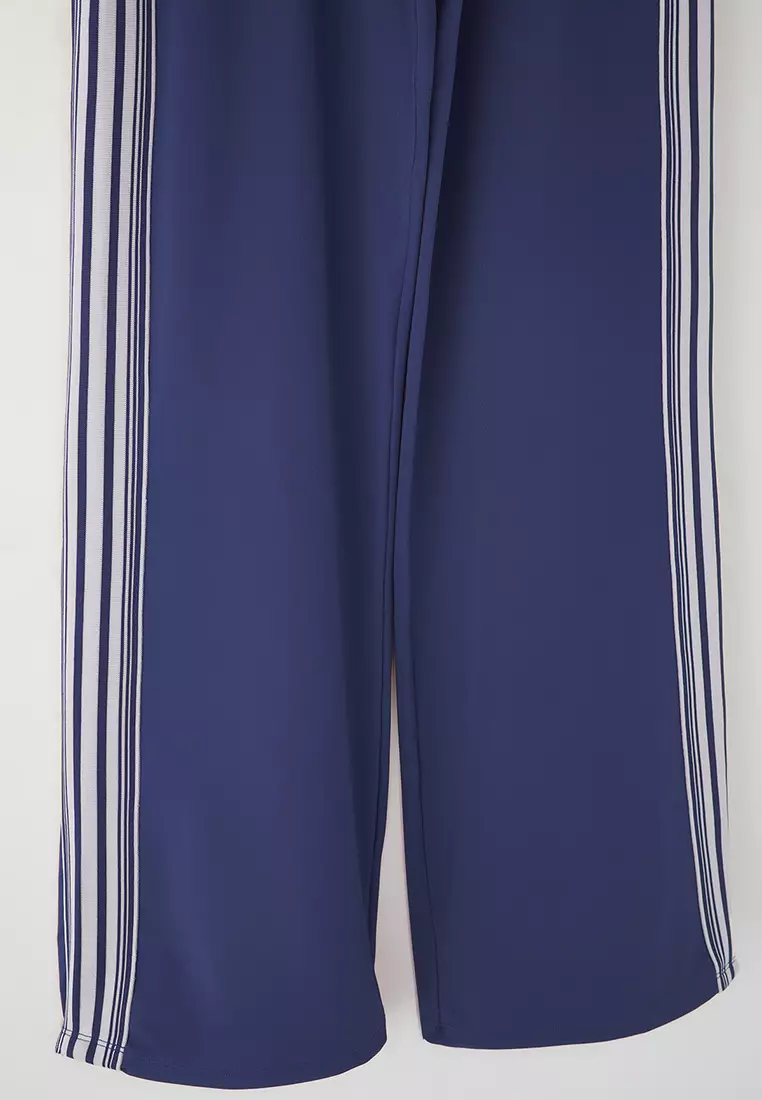 Navy Blue Striped Diver/Scuba Fabric Sports Knitted Sweatpants THMSS25EA00006