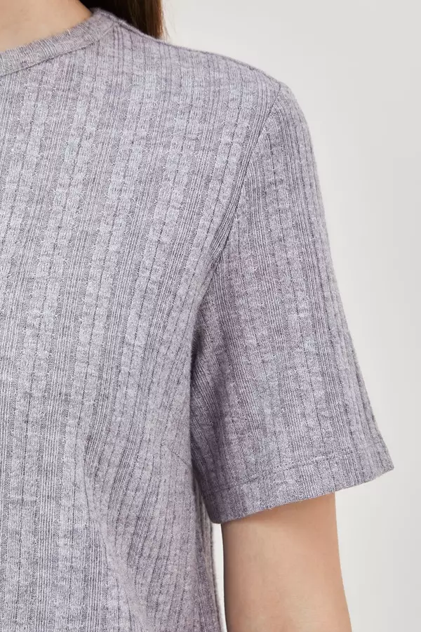 Minimal Jalla Rib Crop Top - Grey