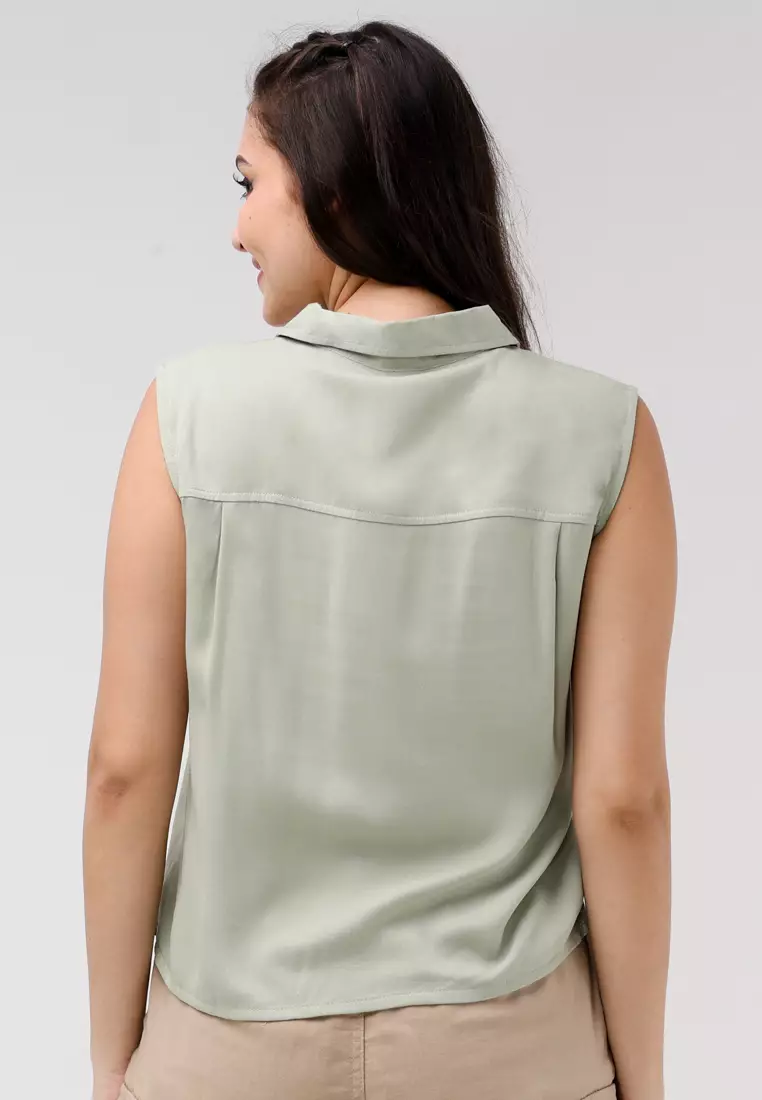 Single Twill Woven Sleeveless Blouse