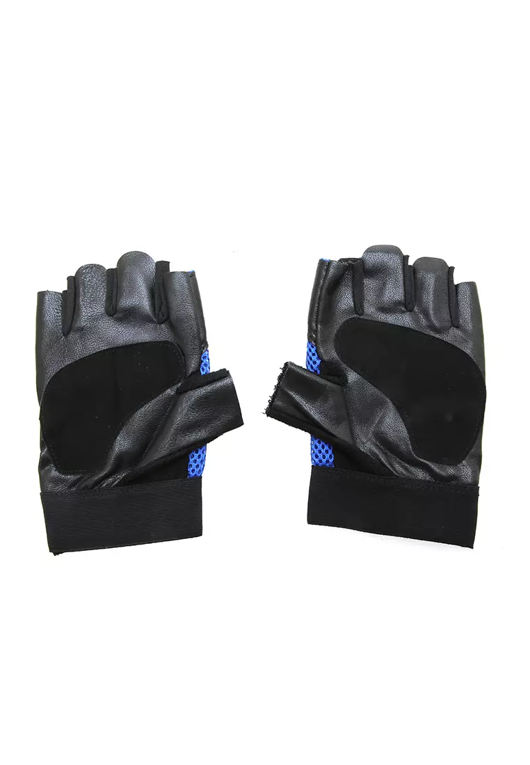 Ellard Sarung Tangan Unisex Half Finger Sport Gloves Material Leather ORIGINAL - Blue
