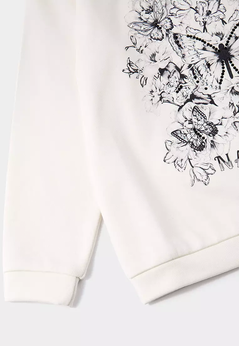 陽光蝴蝶印花衛衣連帽衫