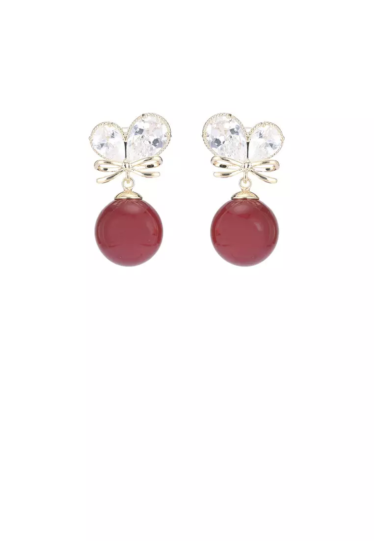 Red and gold earrings hot sale