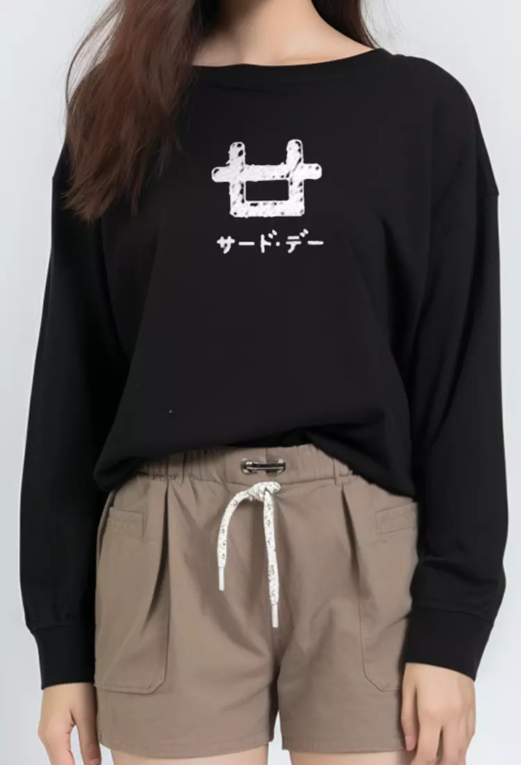 LTC33 lv outline logo hitam kaos hijab ladies