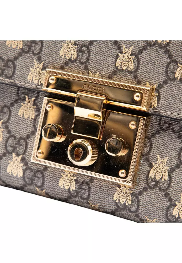 Pre-Loved Gucci Small Gg Supreme Bee Padlock Crossbody