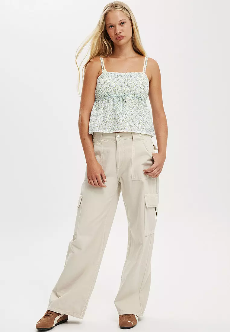 Cotton Lace Straight Neck Cami Top