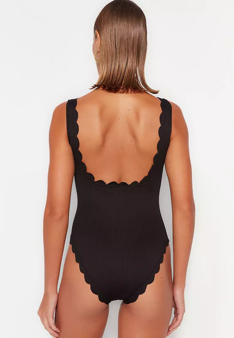 Deep Cut Backless Swimsuit