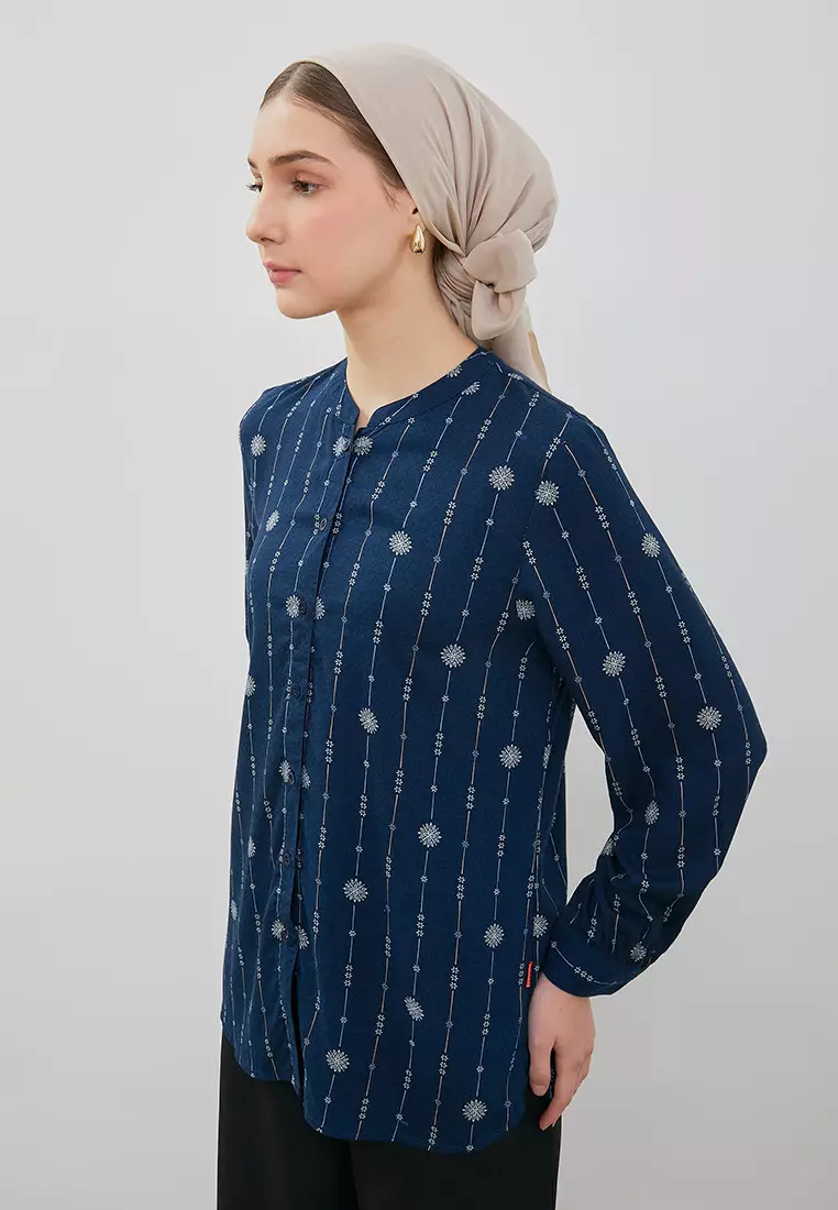 DUST Blouse Askana Ethnic Navy Comfease (D.116502)