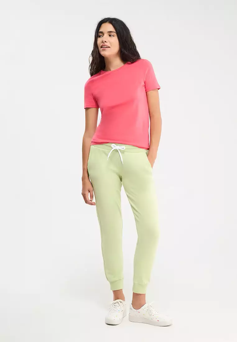 Elasticated Ribbed Band Sweatpants For Women