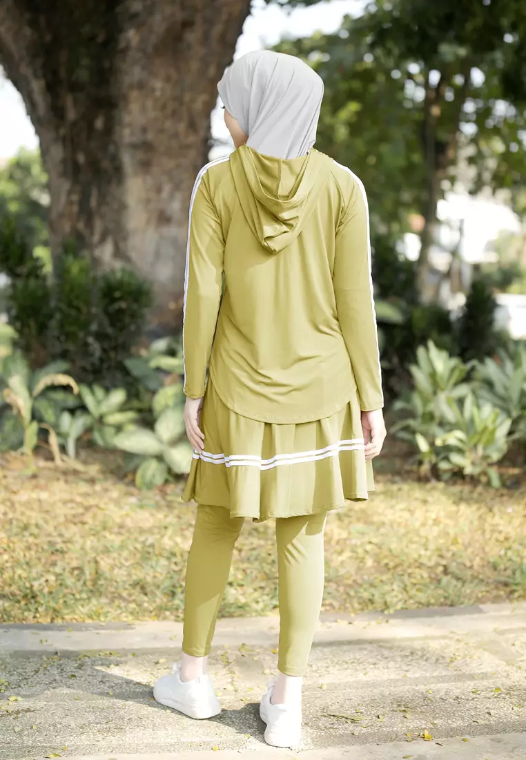 Zelena - Edeline Set Legging Rok | Tracksuit Olahraga Setelan Wanita Senam Lari - Lime Olive
