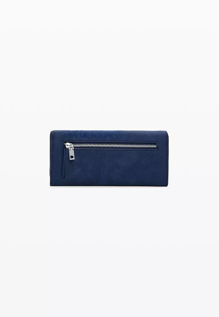 Medium embroidered faux leather wallet