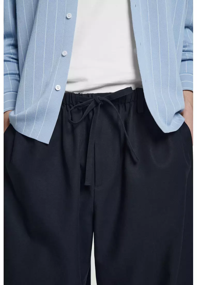 BARREL-LEG DRAWSTRING TROUSERS