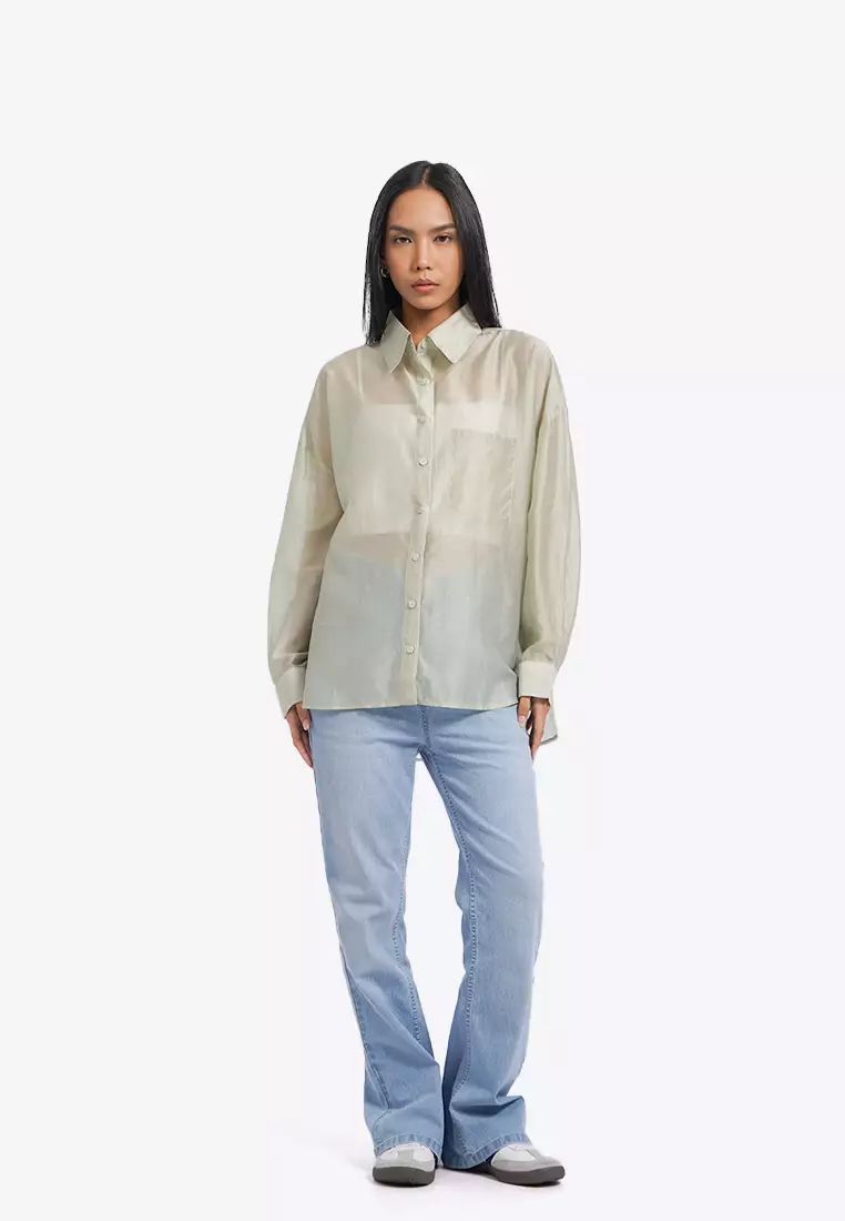 Oversized Long Sleeve Sheer Shirt